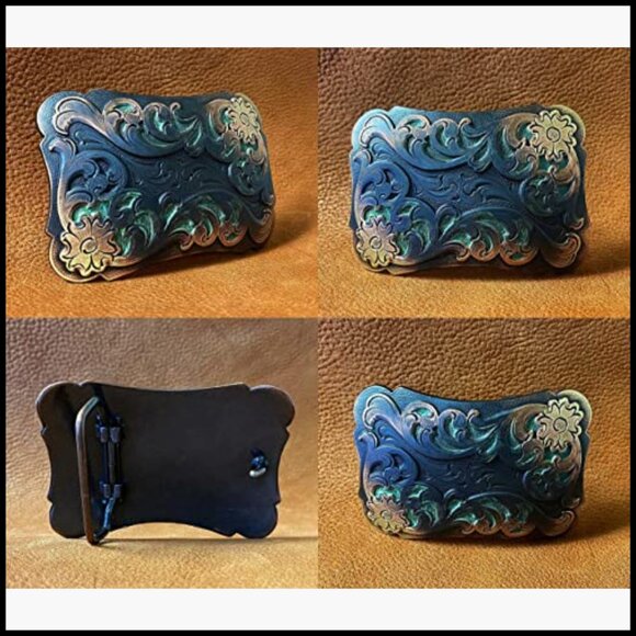 Zinc Western Floral Scroll Belt Buckle Fits 1-1/2\